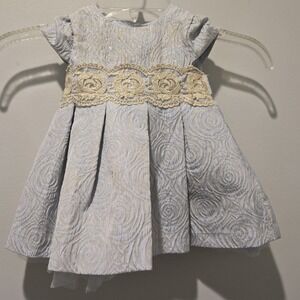 Laura Ashley London Baby Girls Dress Size‎ 12 Month Blue Glitter Princess EUC